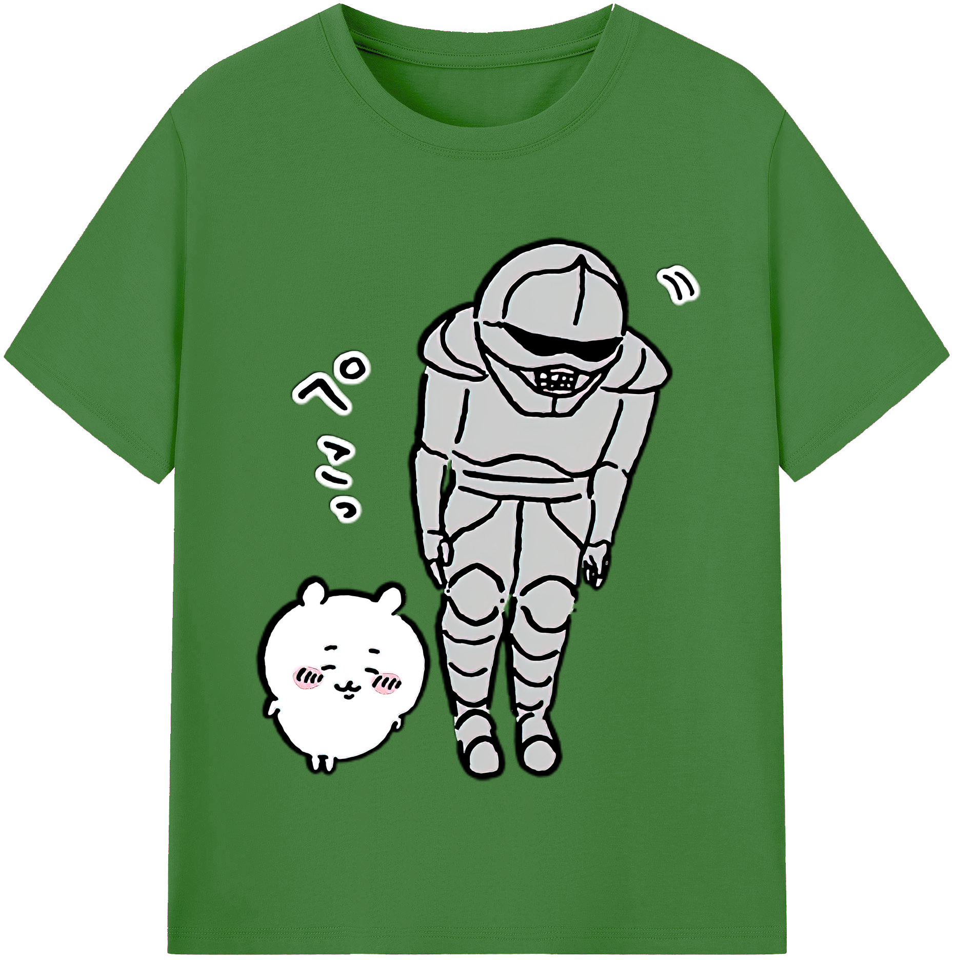 （画像用） ちいかわ 労働の鎧さん Chii-kawa Mr. Armor of Labor レディースカジュアルプリントTシャツ（綿100％）